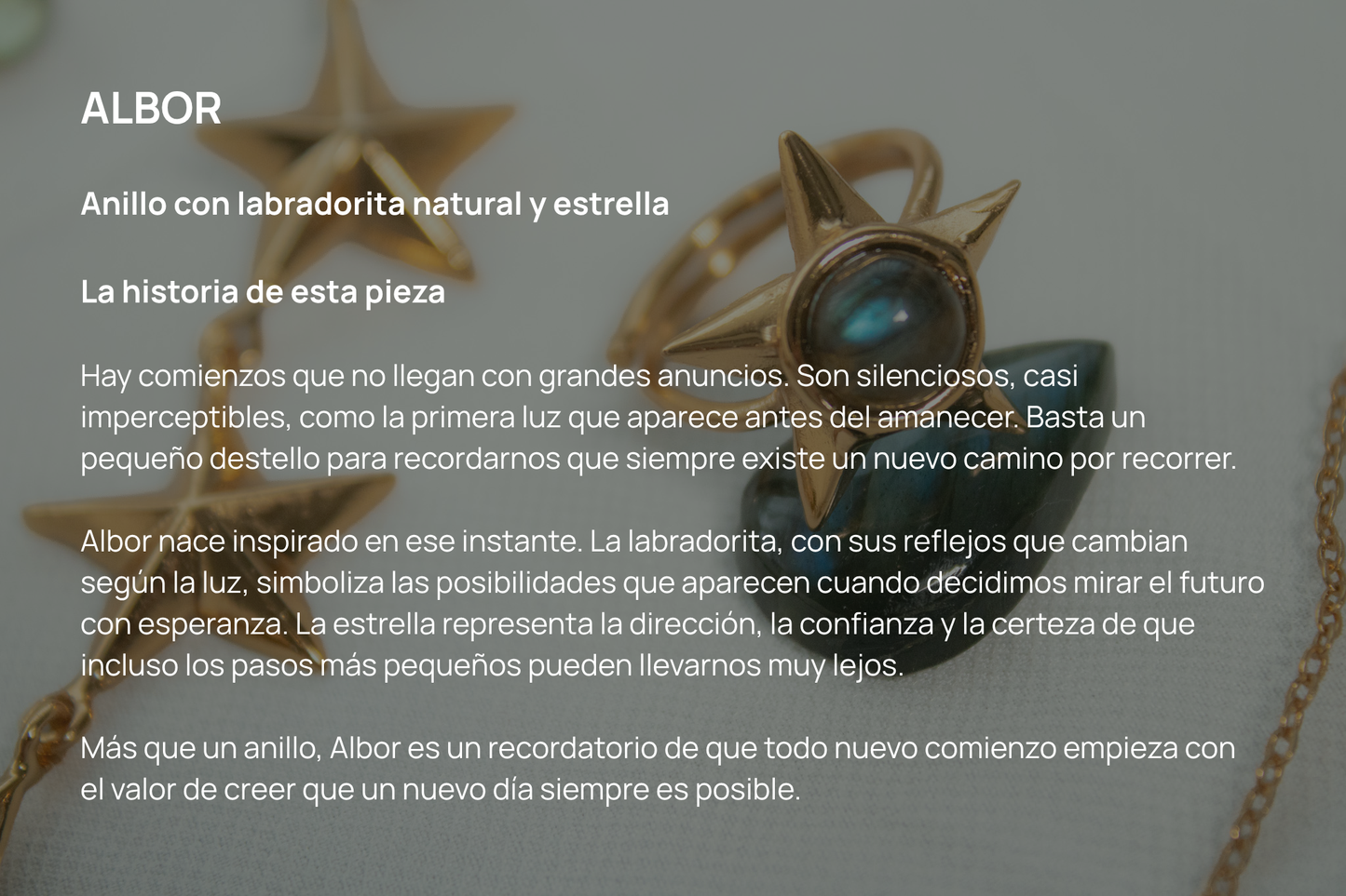 Albor. Anillo con labradorita natural y estrella