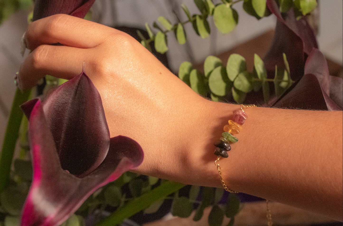 Kabil. Pulsera con turmalinas sandía