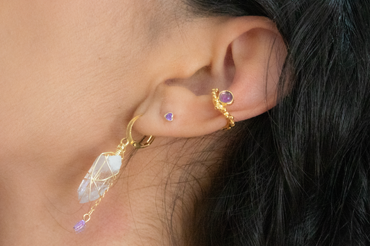 Libertad. Aretes con amatista y mariposas swarovski
