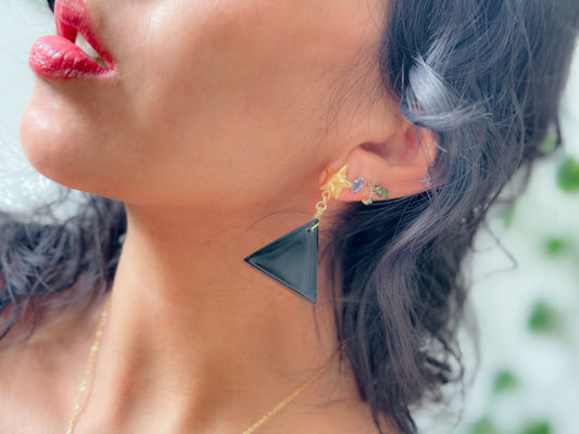 Murmullo. Aretes de estrella con obsidiana