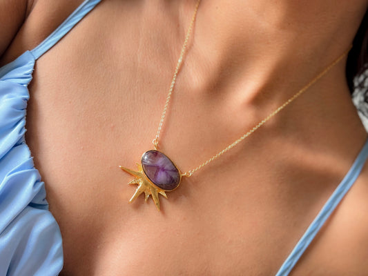 Ritual. Collar de sol con Amatista Trapiche