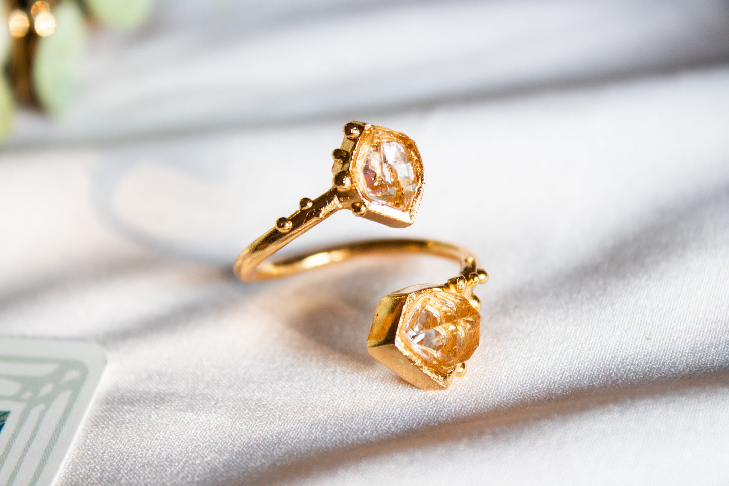 Doble Claridad. Anillo con herkimer