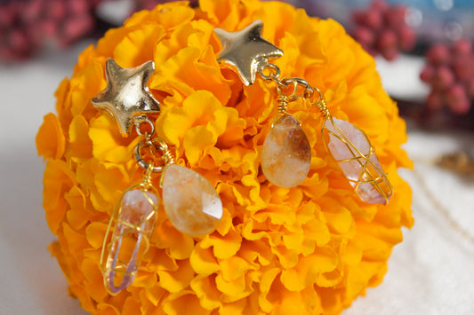 Aretes de amatista y citrino