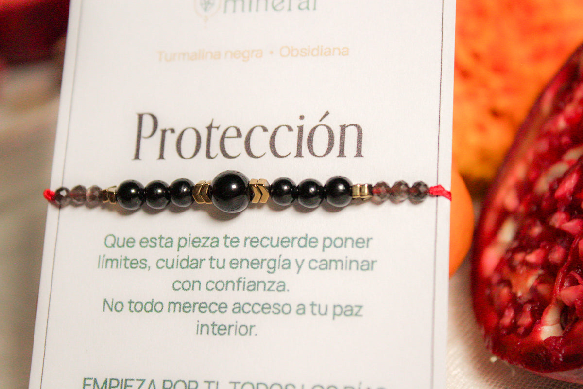 Protección. Pulsera con turmalina negra y obsidiana