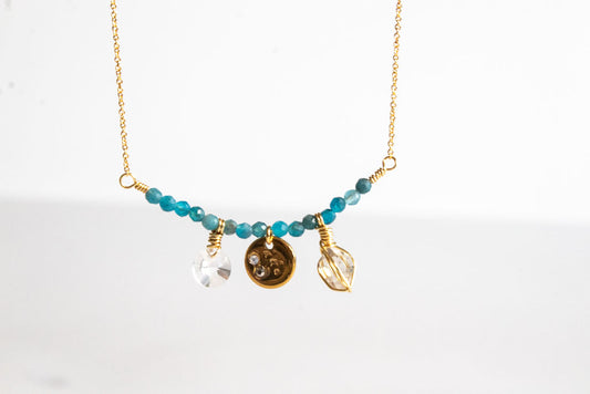 Albor. Collar con apatito y herkimer