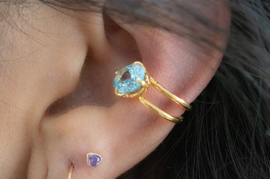 Ímpetu. Ear cuff con gema preciosa. Topacio facetado.