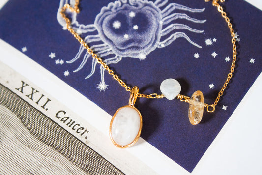 Esencia. Collar de piedra luna y citrino