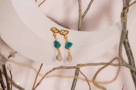 Naay. Aretes con herkimer y apatito