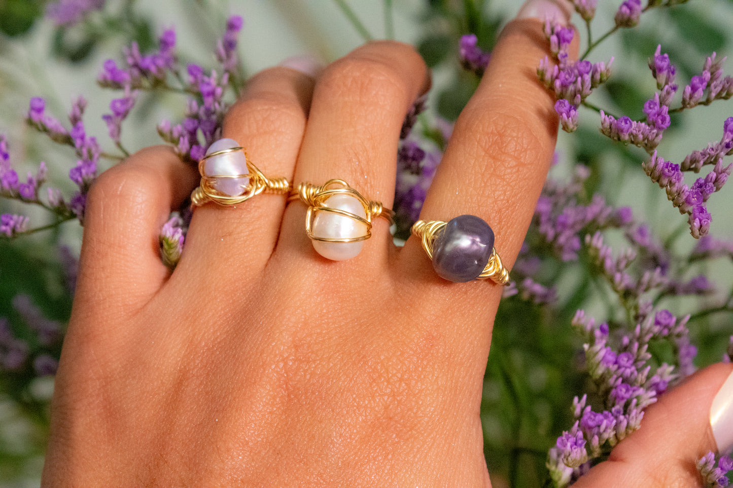 Itza. Anillo con perla lila