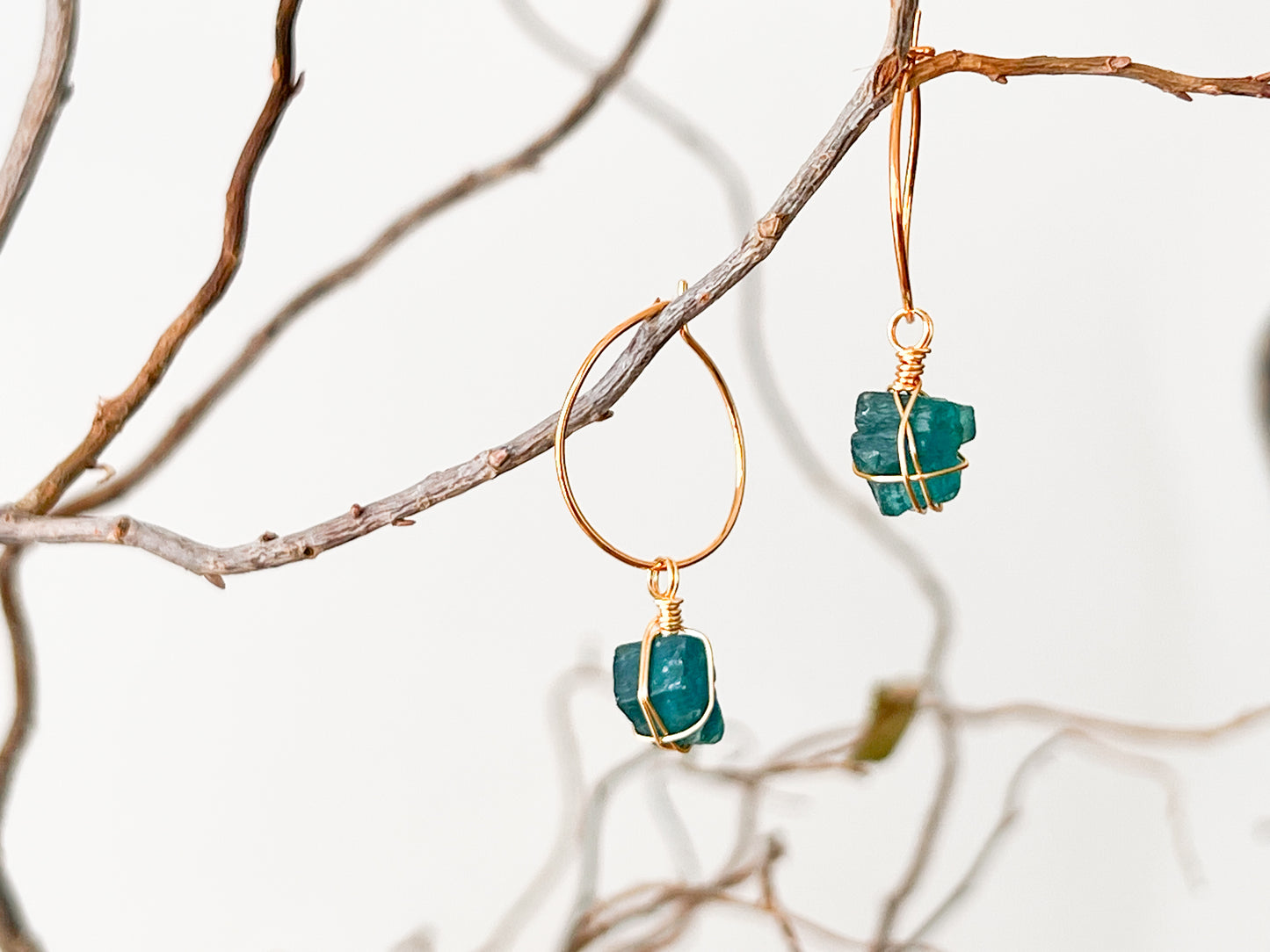 Useful. Minimalist hoop earrings with blue apatite