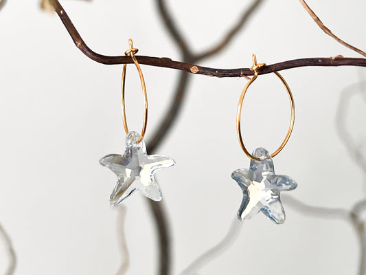 Ka'an. Minimalist hoop earrings with Swarovski star