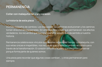 Permanencia. Collar con malaquita natural y corazón