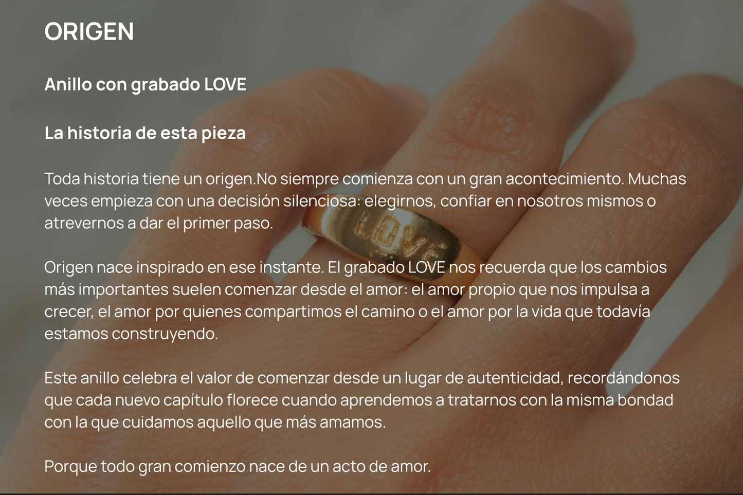 Origen. Anillo love