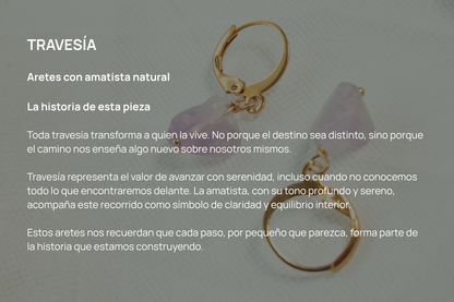Pausa. Aretes con amatista natural