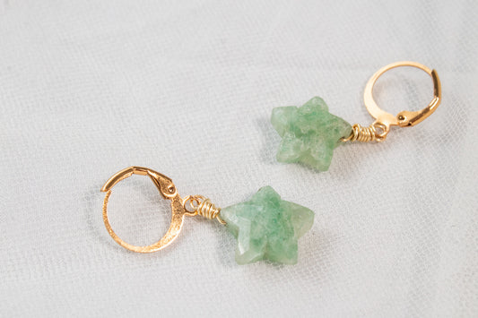 Aster. Aretes con estrella de aventurina
