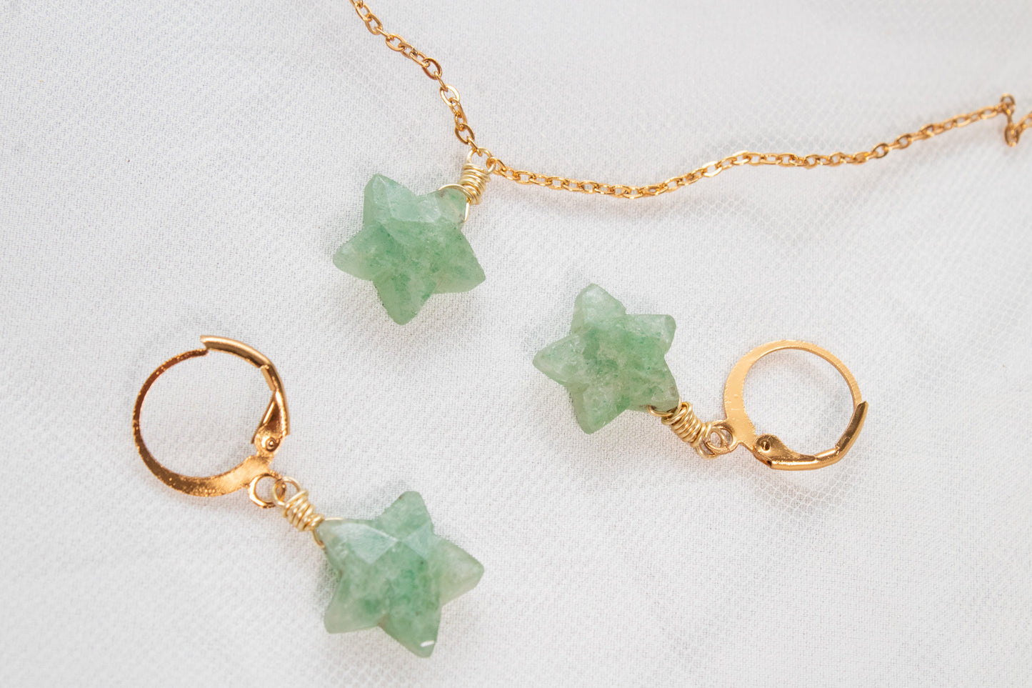 Aster. Aretes con estrella de aventurina