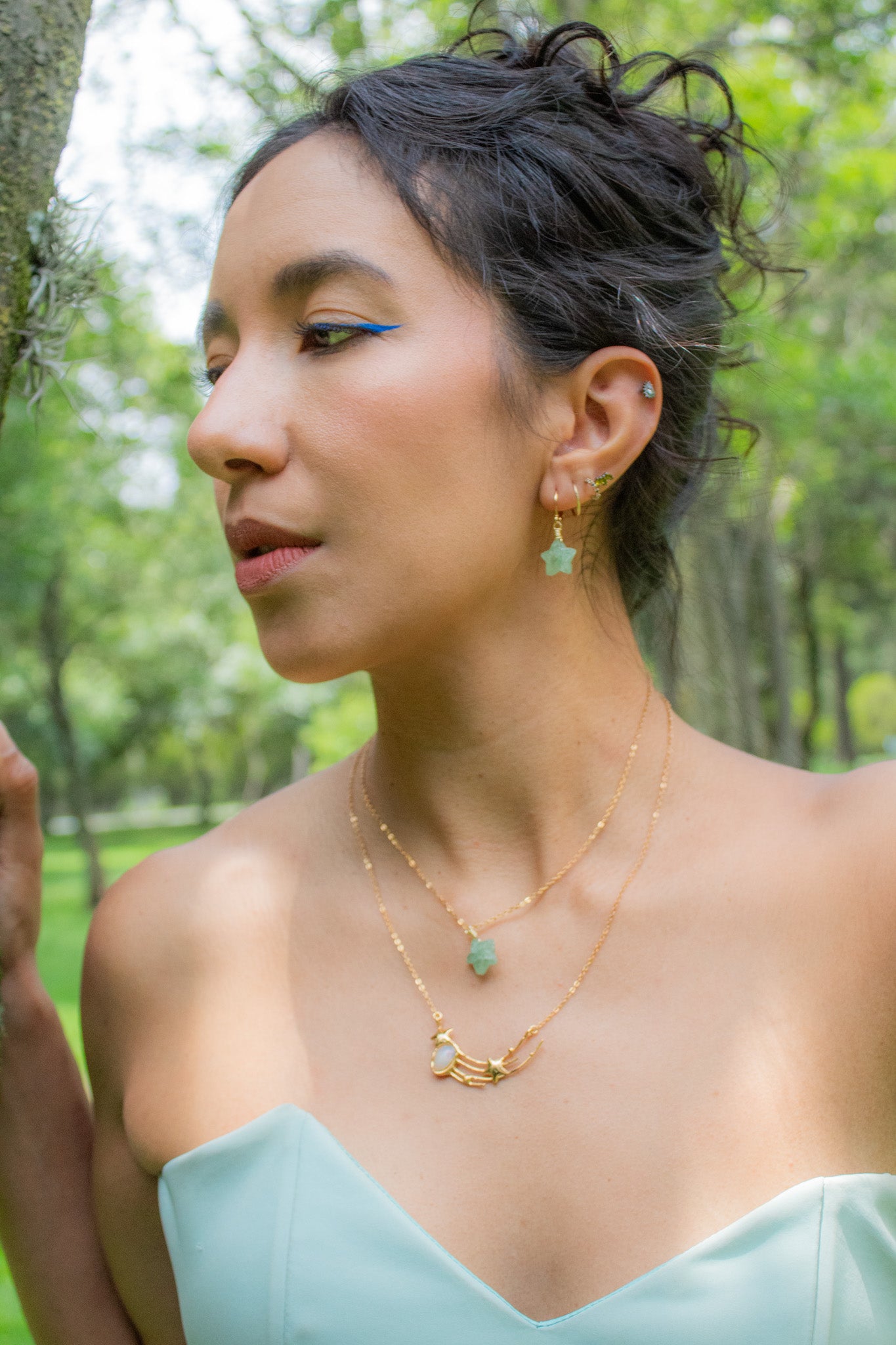 Aster. Aretes con estrella de aventurina