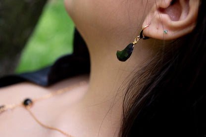 Nocturna. Aretes con luna de ónix.