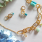 Marea. Choker con apatito, amazonita, piedra luna, peridoto