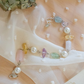 Tonantzin. Pulsera con aguamarina, cuarzo rosa, amatista, cuarzo citrino y perla de concha.