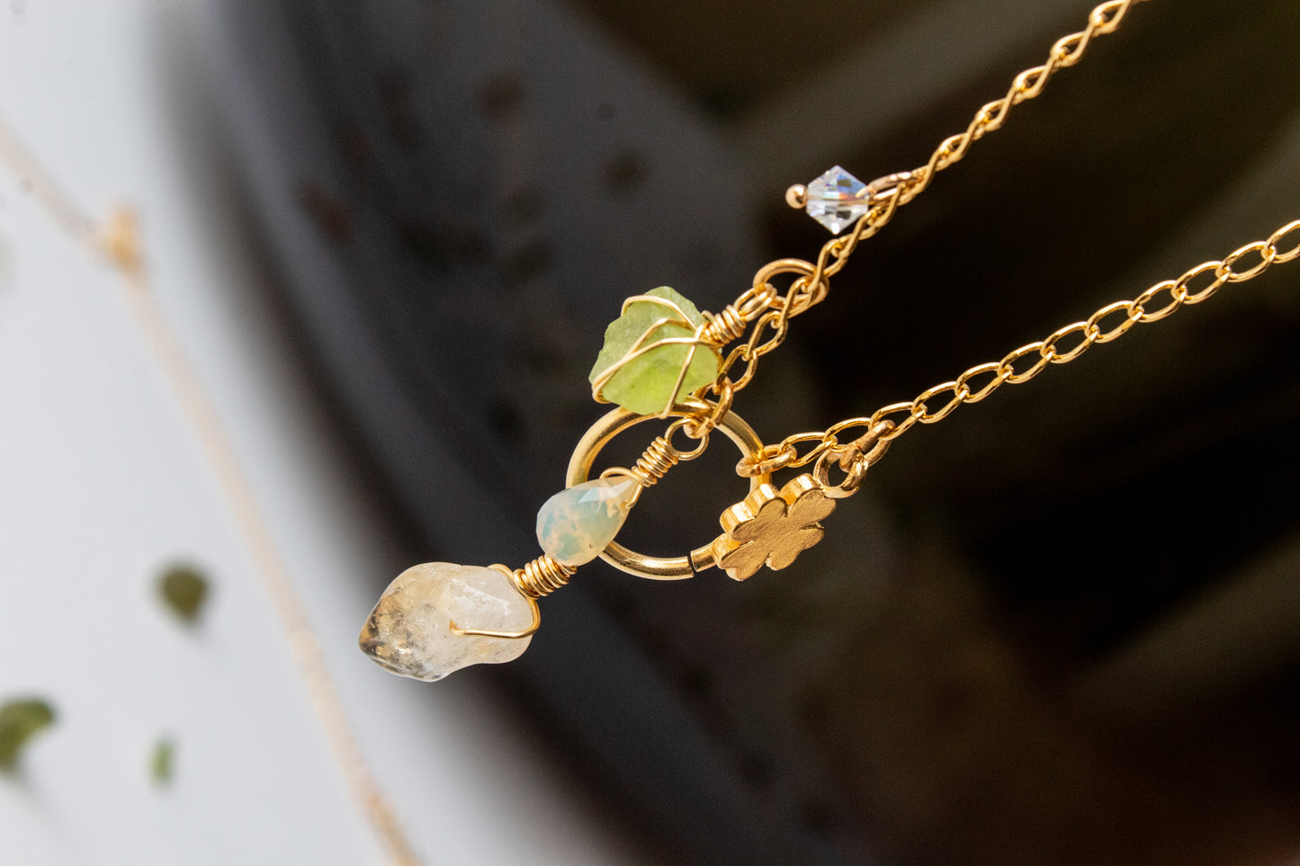 Joy. Necklace with peridot, opal and citrine