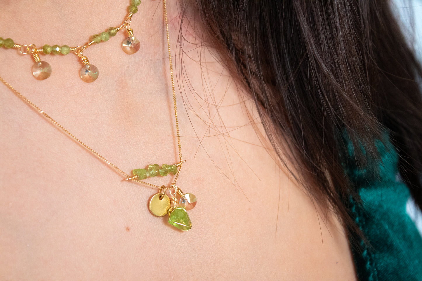 Hope. Necklace with peridot