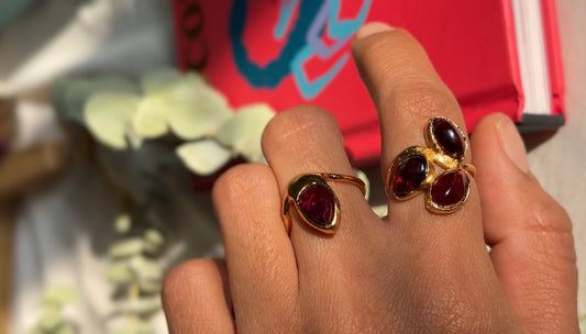 Triple Fuego. Anillo con granate