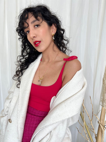 Luna Rosa. Collar con piedra luna, rubí y cuarzo rosa