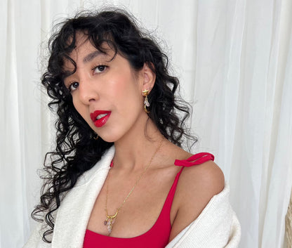 Luna Rosa. Aretes con piedra luna, cuarzo rosa y morganita