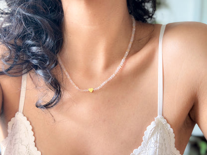 Ternura. Collar de cuarzo rosa