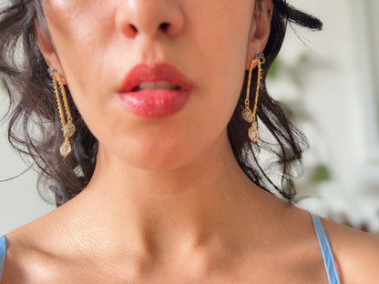 Atracción. Aretes con pirita y herkimer