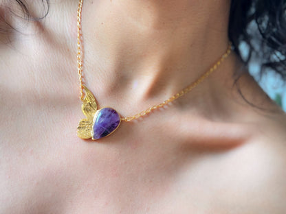 Hálito. Collar de ala de hada con amatista