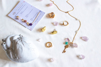 Anahata. Collar con amazonita, kunzita y amatista