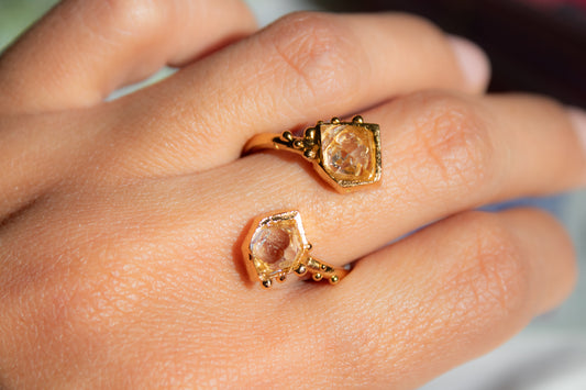 Doble Claridad. Anillo con herkimer