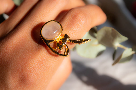 Hada del Corazón. Anillo con cuarzo rosa