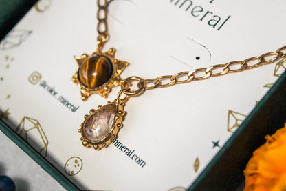 Cosecha. Collar de ojo de tigre y cuarzo rutilado