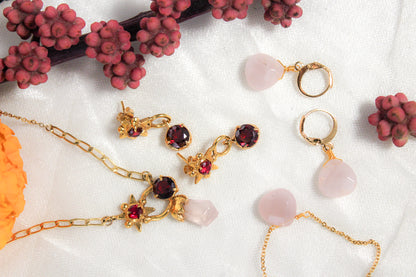 Collar minimalista de cuarzo rosa