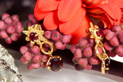 Aretes granate y Swarovski