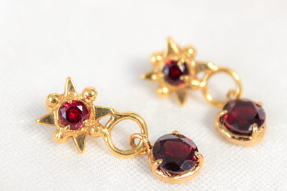 Aretes granate y Swarovski