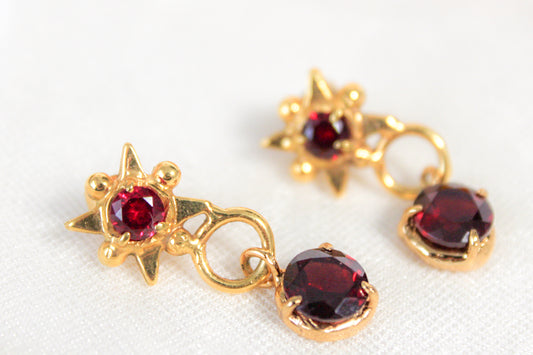 Aretes granate y Swarovski