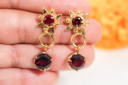 Aretes granate y Swarovski