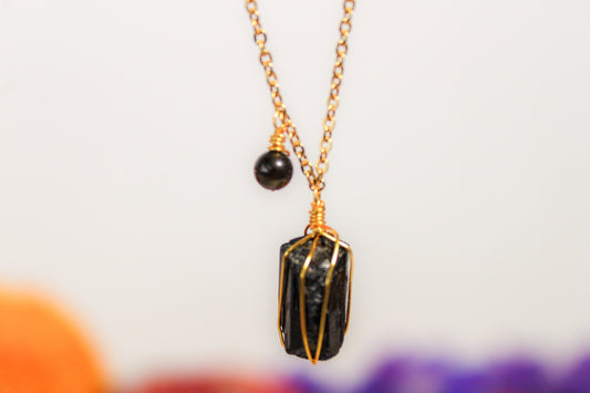 Protección. Collar con turmalina negra y obsidiana
