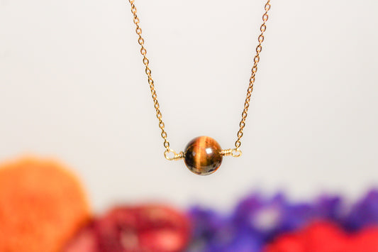 Collar minimalista de ojo de tigre