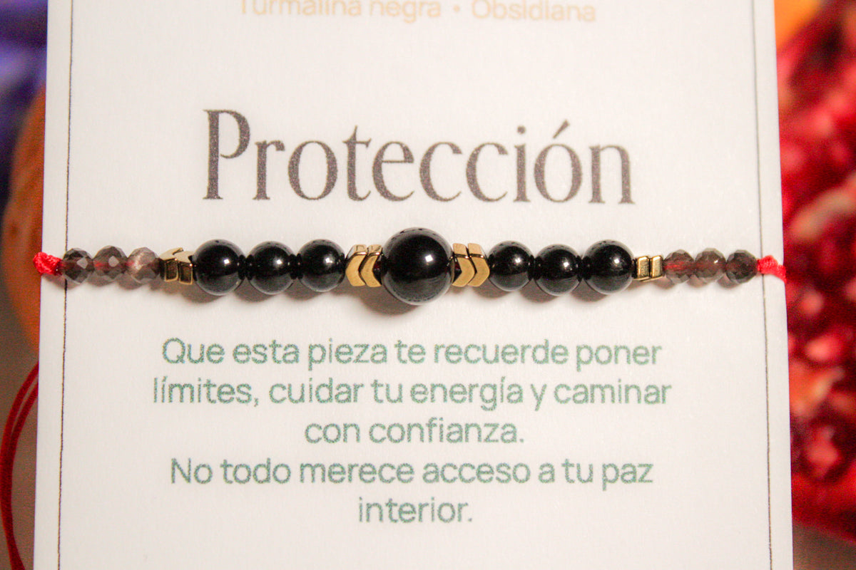 Protección. Pulsera con turmalina negra y obsidiana