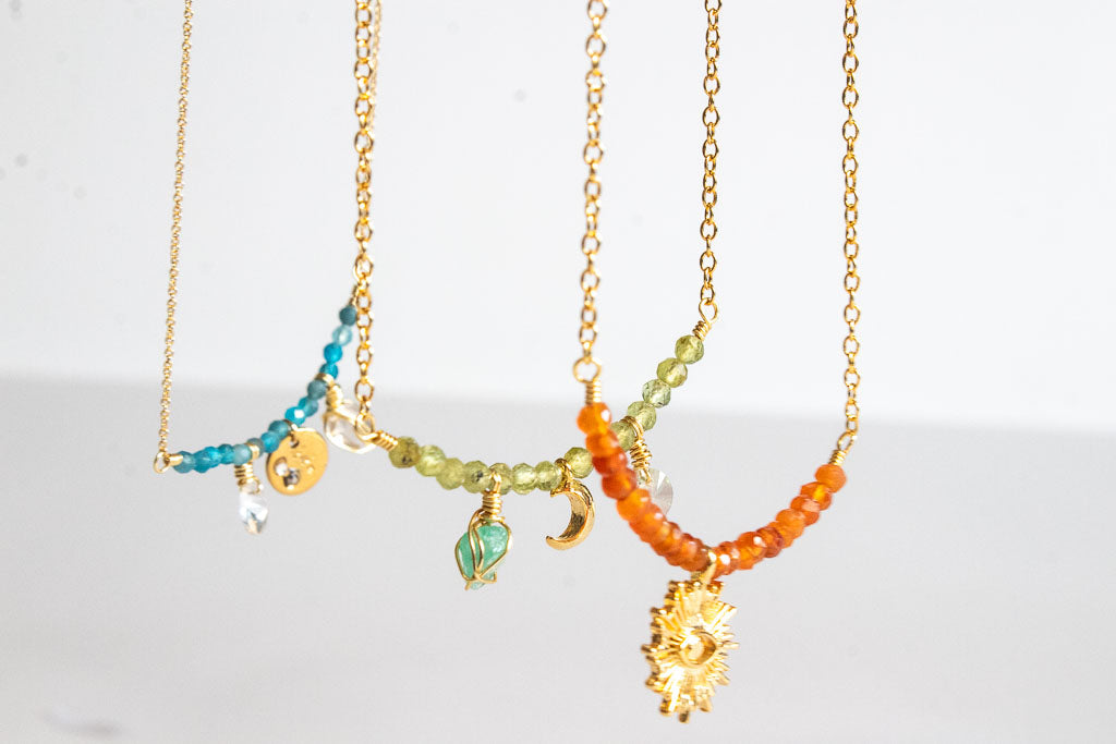 Albor. Collar con apatito y herkimer