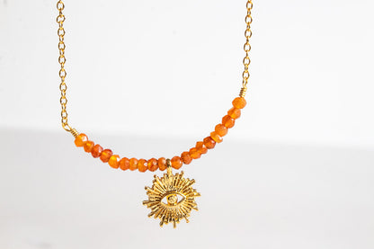 Resguardo. Collar con ágata cornalina y ojo malvado