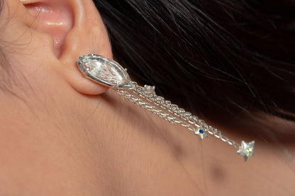 Celebración. Arete unitario con prasiolita, zafiro, amatista y peridoto.