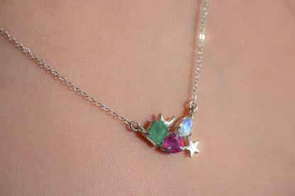 Big Three. Collar de plata .925 con gemas a elegir según sol, luna y ascendente