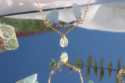 Coventina. Gargantilla de aguamarina & Iolita