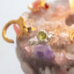 Cascada. Ear cuff con cabujón de piedra preciosa. Peridoto, granate, rodolita, topacio o amatista.
